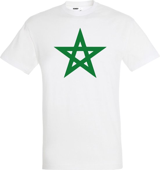 T-shirt Ster Marokko Groot | Rood Marokko Shirt | WK 2022 Voetbal | Morocco Supporter | Wit | maat 4XL