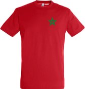 T-shirt Ster Marokko Klein | Rood Marokko Shirt | WK 2022 Voetbal | Morocco Supporter | Rood | maat M