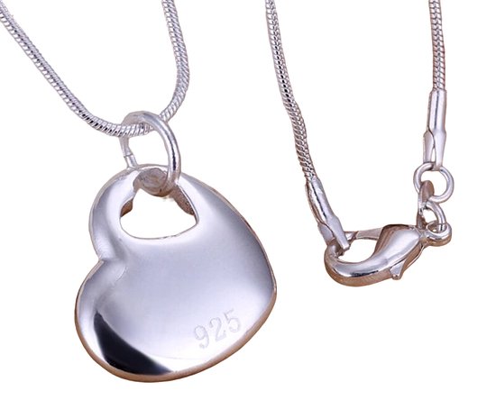 N3 Collecties 925 sterling zilver massief hart gladde hanger ketting ketting voor dames