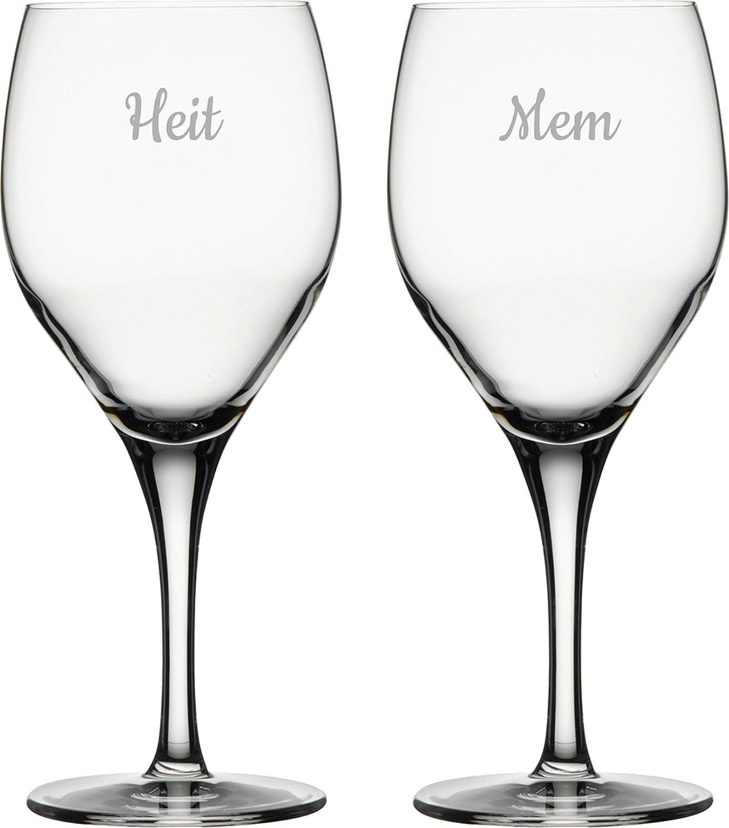 Gegraveerde Rode wijnglas 42,5cl Mem & Heit