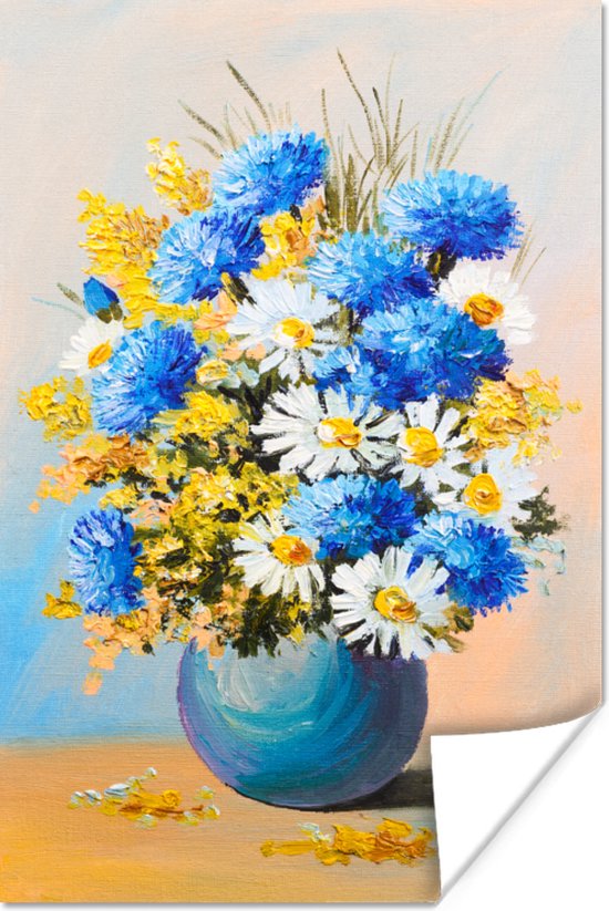 Poster Zomerbloemen - Olieverf - Kleuren - 120x180 cm XXL