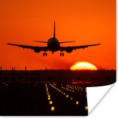 Affiche Sunset - Avion - Oranje - Soleil - 30x30 cm - Décorations de Noël - Décoration de Noël pour l'intérieur - Noël
