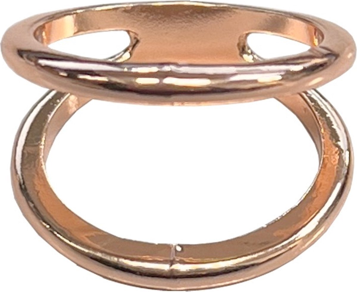Fako Bijoux® - Sjaalklem - Sjaal Klem - Sjaal Ring - Dubbele Ring - Classic - 24x18x20mm - Rosé Goudkleurig