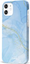 xoxo Wildhearts Marble Blue - Single Layer - Hoesje geschikt voor iPhone 12 hoesje - Marmer hoesje - Shockproof case - Beschermhoesje geschikt voor iPhone 12 case - Blauw