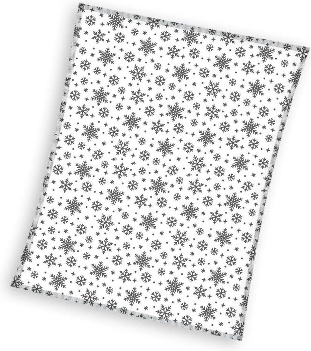 Carbotex fleece plaid sneeuw vlokken 150 x 200 cm