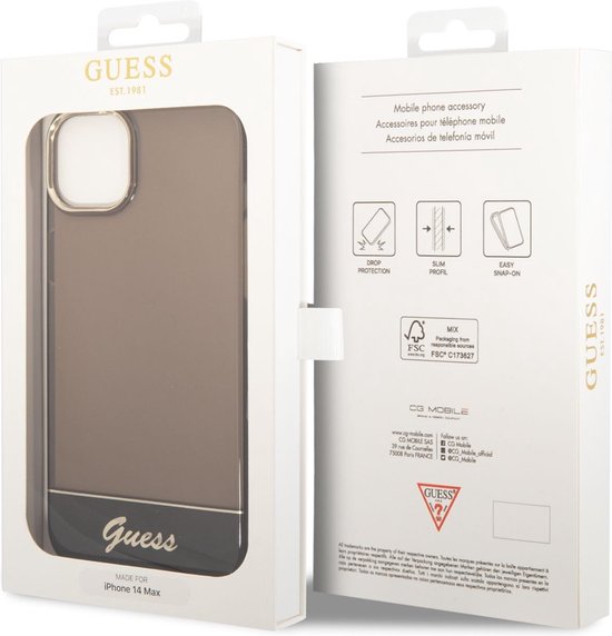 Étui arrière translucide Guess pour Apple iPhone 14 Plus (6,7") - Zwart