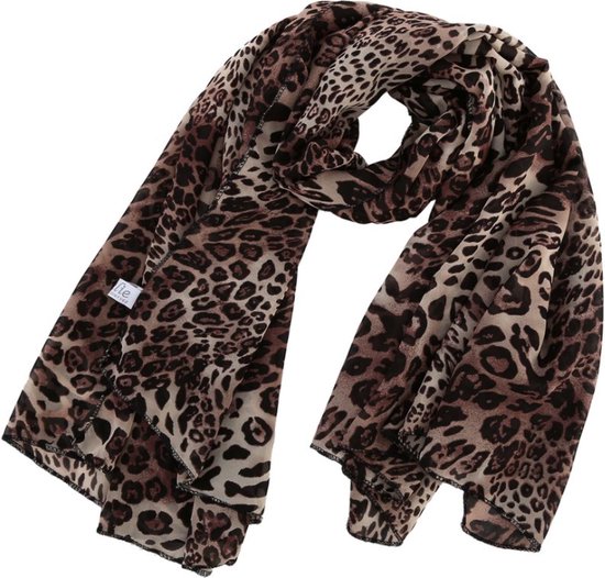 Emilie scarves - sjaal - panterprint - bruin - lichtgewicht - 145*110 CM