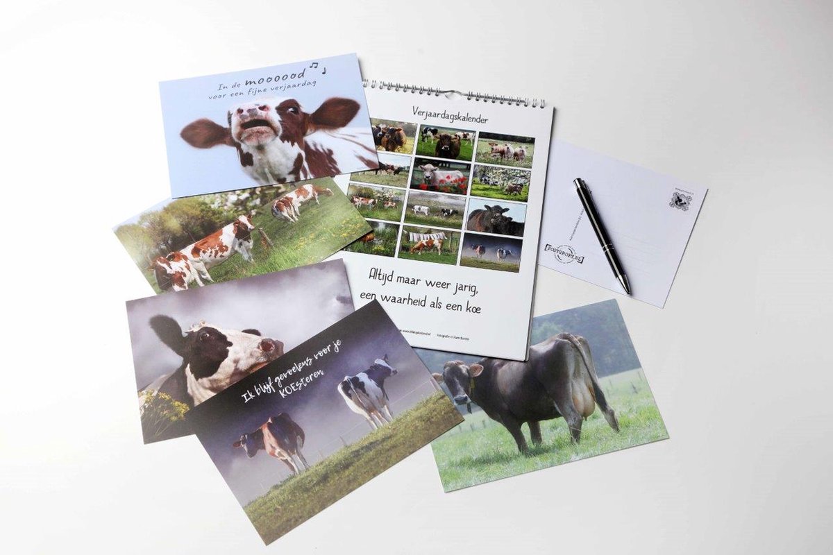 Combideal: Blik op Holland Koeien & Spreuken Verjaardagskalender en Koeien kaartenset