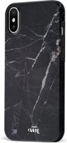 xoxo Wildhearts Marble Black Mood - Double Layer - Hardcase hoesje geschikt voor iPhone X / Xs hoesje zwart - Zwarte shockproof case geschikt voor Apple iPhone 10 / Xs hoesje marmer - Zwart