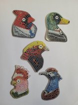 Diamond painting sleutelhangers vogels (5 stuks) dubbelzijdig te beplakken