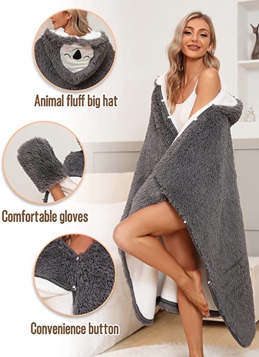 Tuopuda Hoodie Deken Sweatshirt Met Zak Vrouwen Oversized Sherpa Hoodie Unisex Super Zachte Warme Deken Hoodie Fleece Warm Cosy Comfy Wearable Giant Sweatshirt Voor Mannen