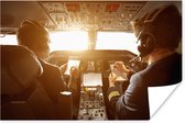 Piloten in de cockpit met een fel schijnende zon poster 180x120 cm - Foto print op Poster (wanddecoratie woonkamer / slaapkamer) XXL / Groot formaat!