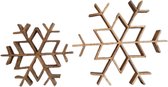 House of Seasons Decoratieve houten sneeuw vlok bruin, Set van 2 ,Groter maat L40 x B4,5 x H35cm