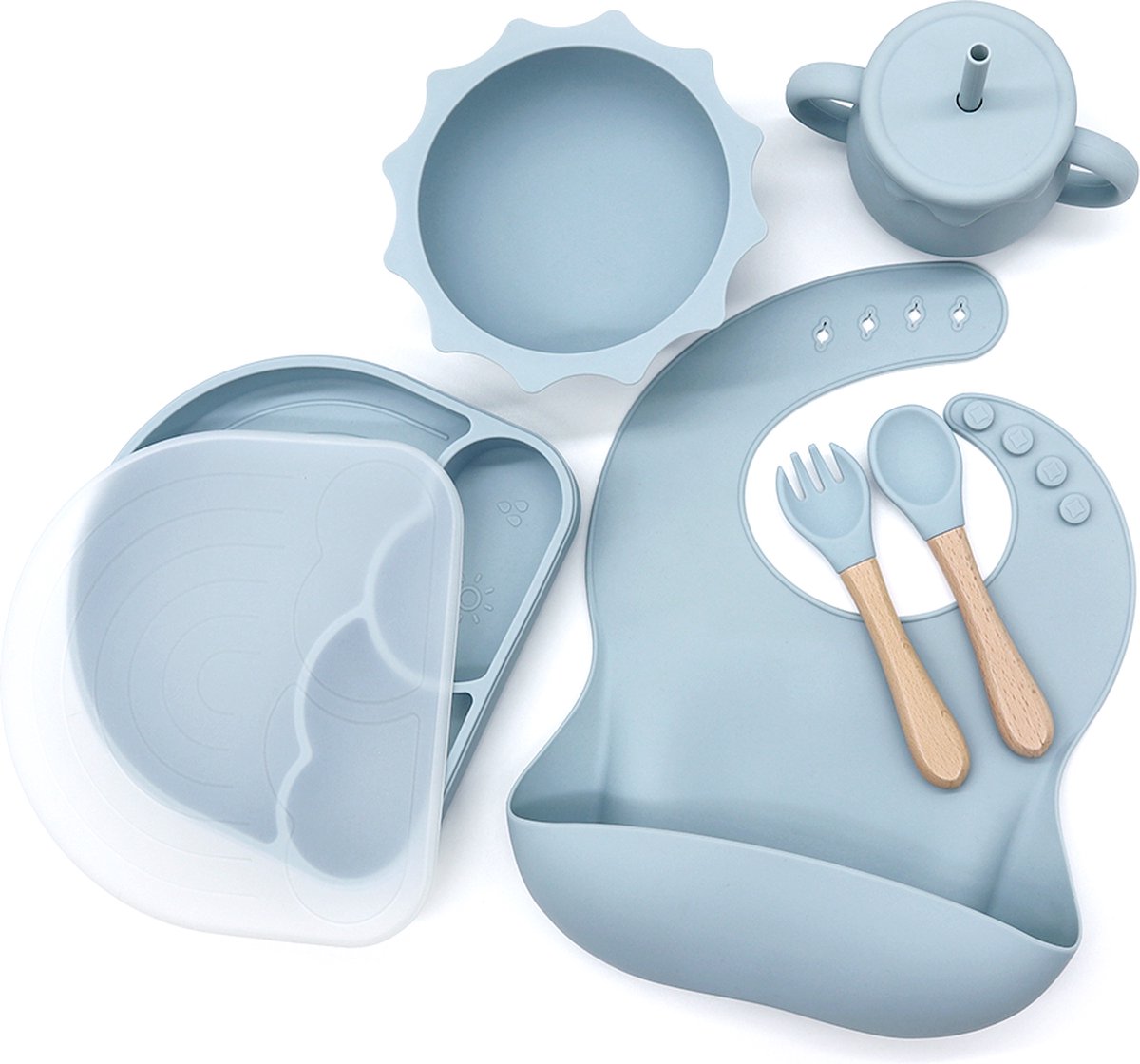 Goedkoopste Miravo - kinderservies set blauw - baby servies - ontbijtset - siliconen - onbreekbaar met zuignap - baby en peuter - cadeau