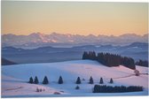 WallClassics - Drapeau - Collines et Montagnes avec Neige - Photo 60x40 cm sur Drapeau Polyester