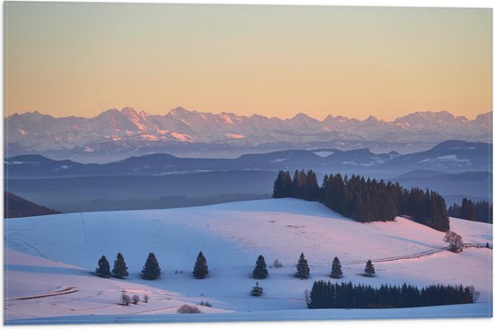 WallClassics - Drapeau - Collines et Montagnes avec Neige - Photo 60x40 cm sur Drapeau Polyester