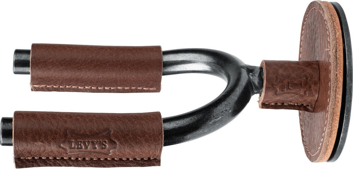 Levy's LVY-FGHNGR-SMBN Smoke Forged Guitar Hanger with Brown Leather