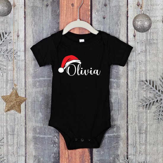 Rompertje Kerstmuts met naam Kerst romper Gepersonaliseerd met