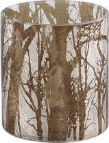 PTMD Finch windlicht kerst 9 x 10 cm - Xmas Finch white gold glass tealight twigs S