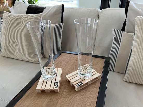 24 x pallets in set, mini-pallets voor kopjes en glazen, hout, drankonderzetter, 2 x 12 x 8 cm, naturel