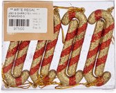 8x morceaux de pendentifs de Noël en plastique cannes de bonbon rouge/or 11 cm Ornements de Noël - Ornements en plastique Décorations de Noël