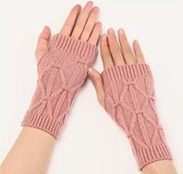 Handschoenen - Polswarmers - Vingerloos - Dames - Warme handen - Thuiswerken - Typen - Computerwerk - Whatsappen - Herfst - Winter - One size - Gebreid - Oud Roze - Cadeau