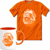 Oranje Leeuw - Oranje elftal WK / EK voetbal kampioenschap - bier feest kleding - grappige zinnen, spreuken en teksten - T-Shirt met mok - Heren - Oranje - Maat 3XL