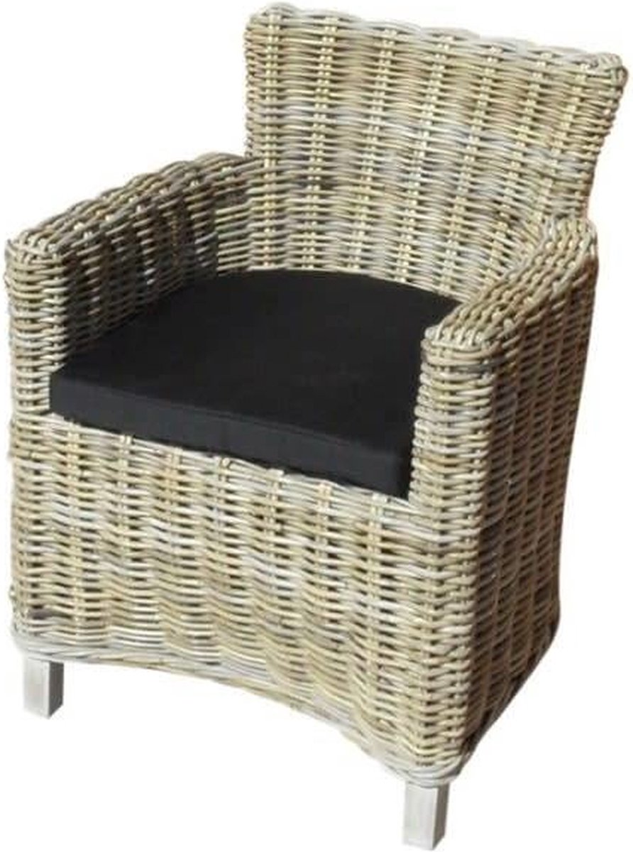 Liverno dining tuinstoel naturel rotan - olefin black