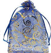 Fako Bijoux® - Sachets Organza - 9x12cm - Sachets Fêtes - Sachets Bonbons - Sachets Cadeaux - Sachets Bijoux - Curl Bleu Foncé - 10 Pièces