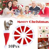 Mini kerstmutsjes - Kersttafel decoratie - Kerstmuts - 10 stuks - Bestekhouder - Kerstdiner