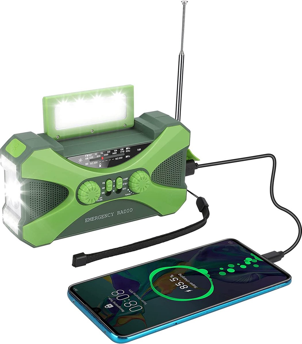 Noodradio – Solar Emergency Radio – Kamperen Outdoor Survival Radio – Powerbank – Zaklamp – Zonne Energie