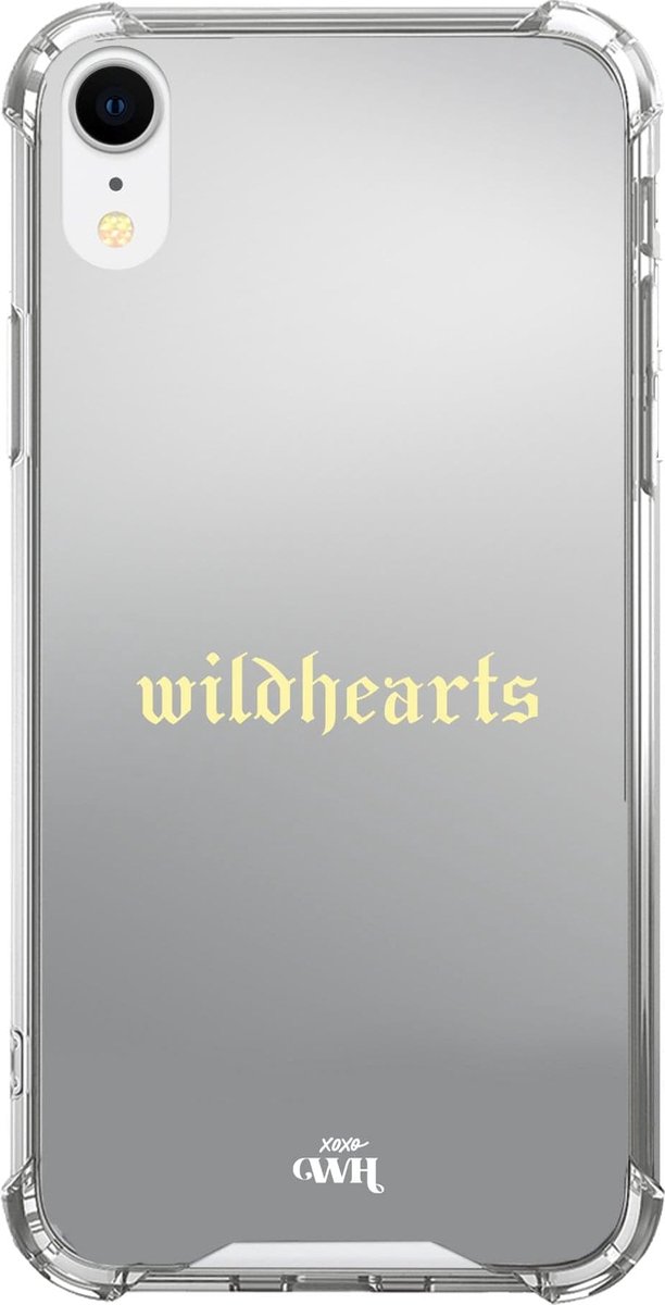 Wildhearts Yellow - Mirror Case iPhone - Spiegelhoesje geschikt voor iPhone Xr hoesje - Hoesje met spiegel shockproof bumper beschermhoesje