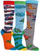 set van 3 paar DINO kniekousen - dinosaurus knie sokken - maat 19/22