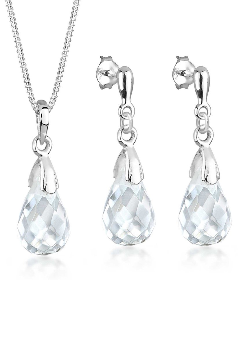 Elli - Sieraden Set - Dames druppel Oor hanger Set Bergkristallen in 925 sterling zilver - Dames