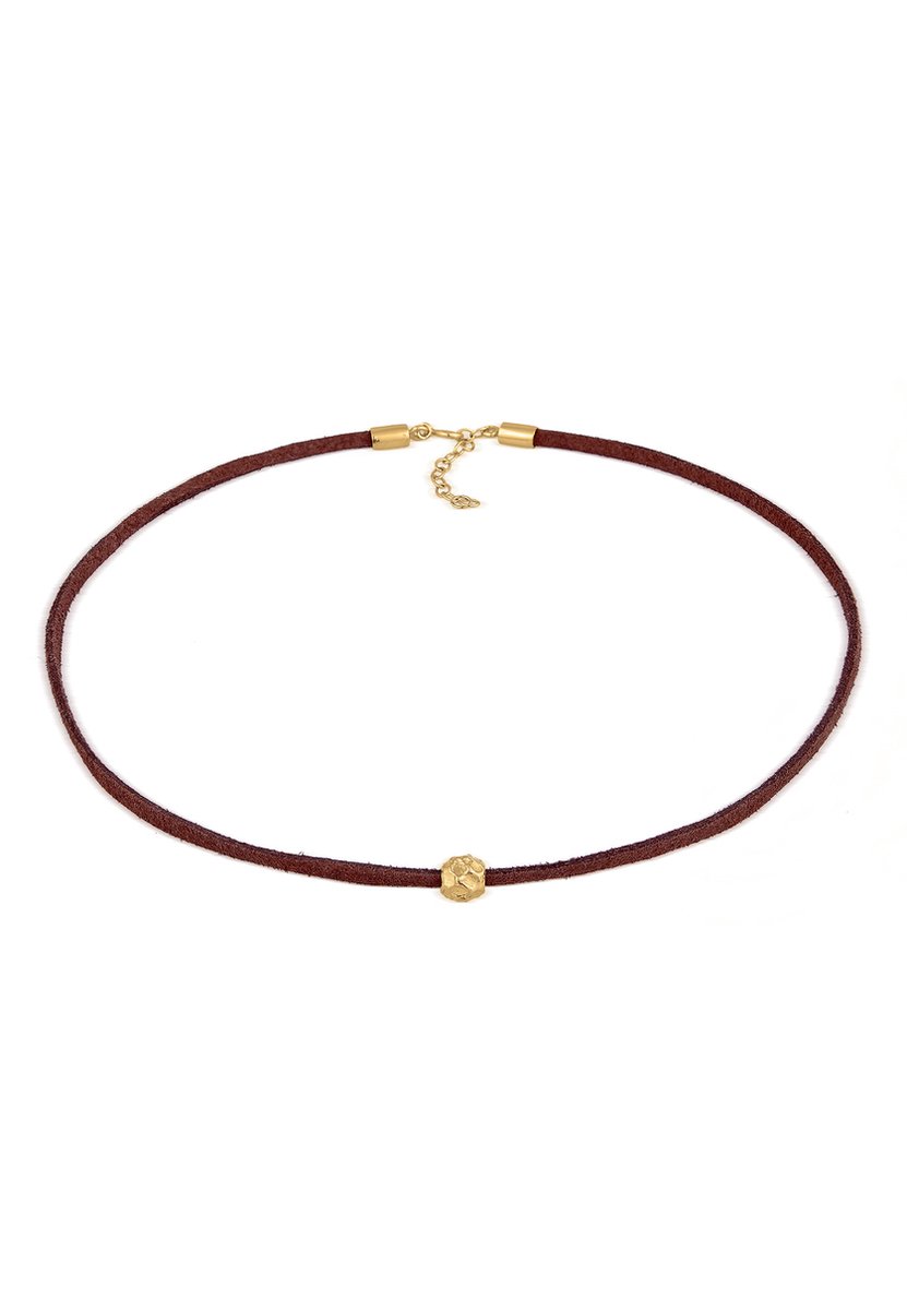 Elli - Halsketting - Dames Choker Kraal Trend met kunstleer in 925 Sterling Zilver - Dames
