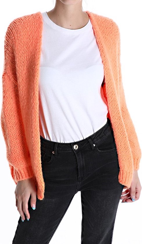 grof gebreid vest roze