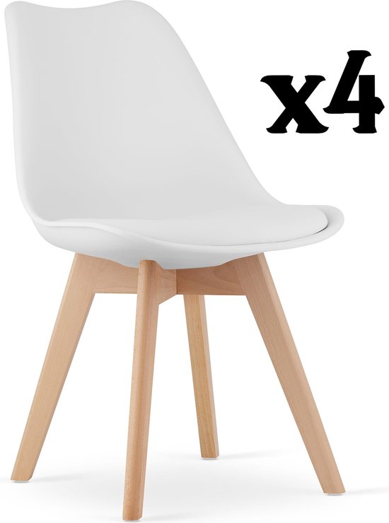 Meubel Square - Chaise de salle à manger SIGURD blanc - lot de 4 - Chaise  baquet -... | bol.com