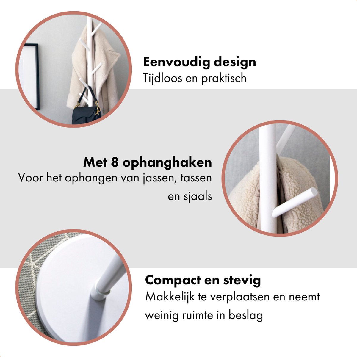 Staande kapstok met draaibare kroon met 6 driedubbele haken van kunststof