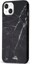 xoxo Wildhearts Marble Black Mood - Double Layer - Hardcase hoesje geschikt voor iPhone 13 hoesje zwart - Zwarte shockproof case geschikt voor Apple iPhone 13 hoesje marmer - Zwart