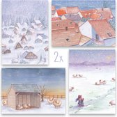 Kerstkaarten | Set van 8 | Sneeuwlandschap | Illu-Straver