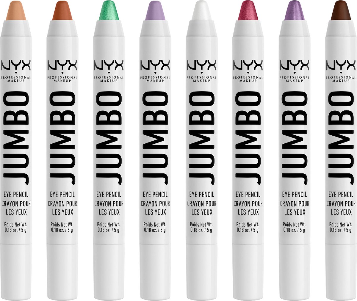 NYX Professional Makeup Holidays 2022 Mrs Claus Jumbo Eye Vault 8 Jumbo Eye Pencils