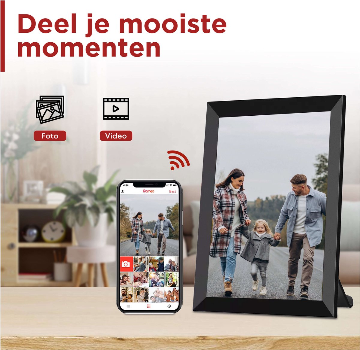 Digitale Fotolijst – Met Nederlandse Frameo App – Wifi – 10,1 Inch –  Touchscreen –... | bol