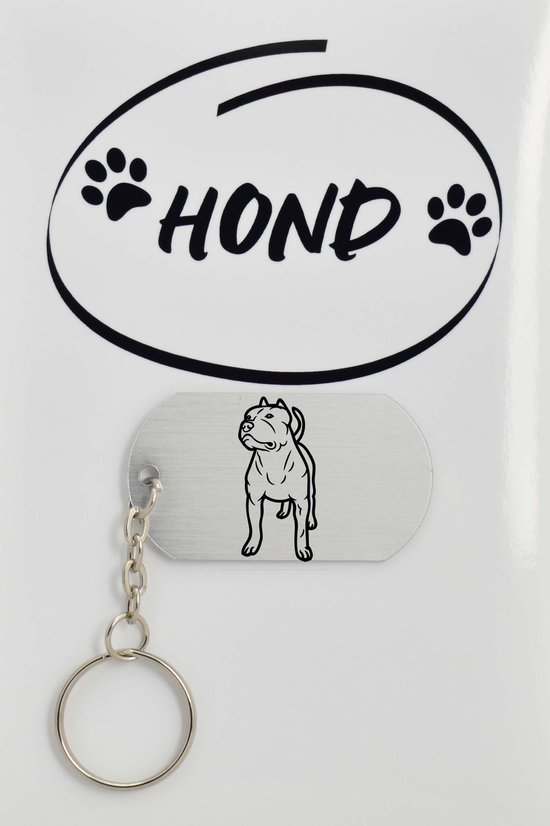 Pitbull sleutelhanger inclusief kaart – honden liefhebber cadeau - animals - Leuk kado voor je dieren liefhebber om te geven - 2.9 x 5.4CM