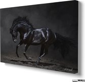 Luxe Canvas Schilderij Black Horse | 40x60 | Woonkamer | Slaapkamer | Kantoor | Muziek | Design | Art | Modern | ** 4CM DIK! 3D EFFECT**