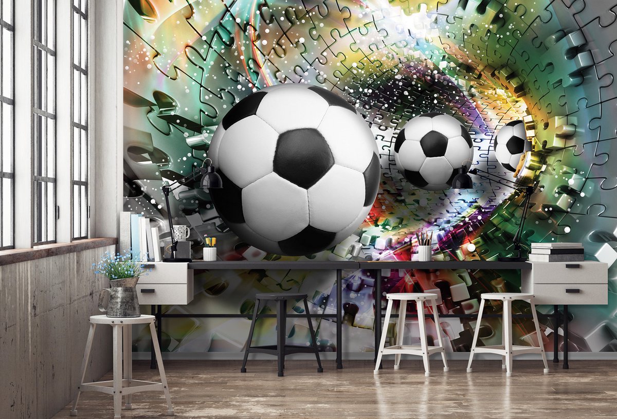 Papier peint enfant Ballon de foot 3D - Walltastic