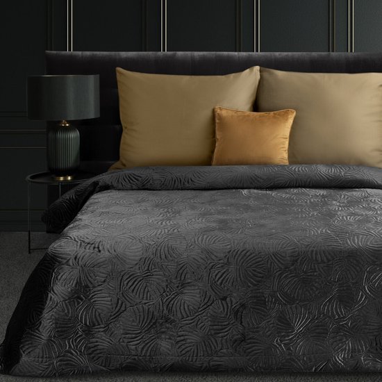 Couvre-lit de luxe Oneiro LILI Type 4 Zwart - 280x260 cm - couvre-lit 2 personnes - beige - literie - chambre - couvre-lits - couvertures - vivre - dormir