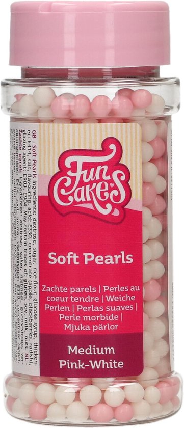 FunCakes Zachte Parels - Medium - Roze/Wit - 60g - Sprinkles Taartdecoratie