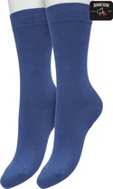 Bonnie Doon Basic Sokken Dames Blauw maat 36/42 - 2 paar - Basis Katoenen Sok - Gladde Naden - Brede Boord - Uitstekend Draagcomfort - Perfecte Pasvorm - 2-pack - Multipack - Effen - Moonlight Blue - OL834222.288