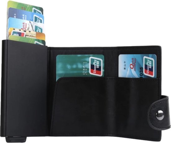 Porte-cartes en cuir | RFID | Porte-cartes de crédit | Noir carbone |  Zwart-Protecteur... | bol.com