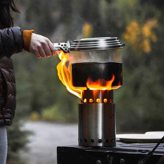 Solo Stove-set van 3 pannen, 1,25 L + 1,5 L + 2 L - Incl. Nylon zak, lichtgewicht roestvrijstalen kookgerei voor backpackers, universele deksel die ook dienst doet als bord, met lichtgewicht hengsel van SOL — afbeelding 3